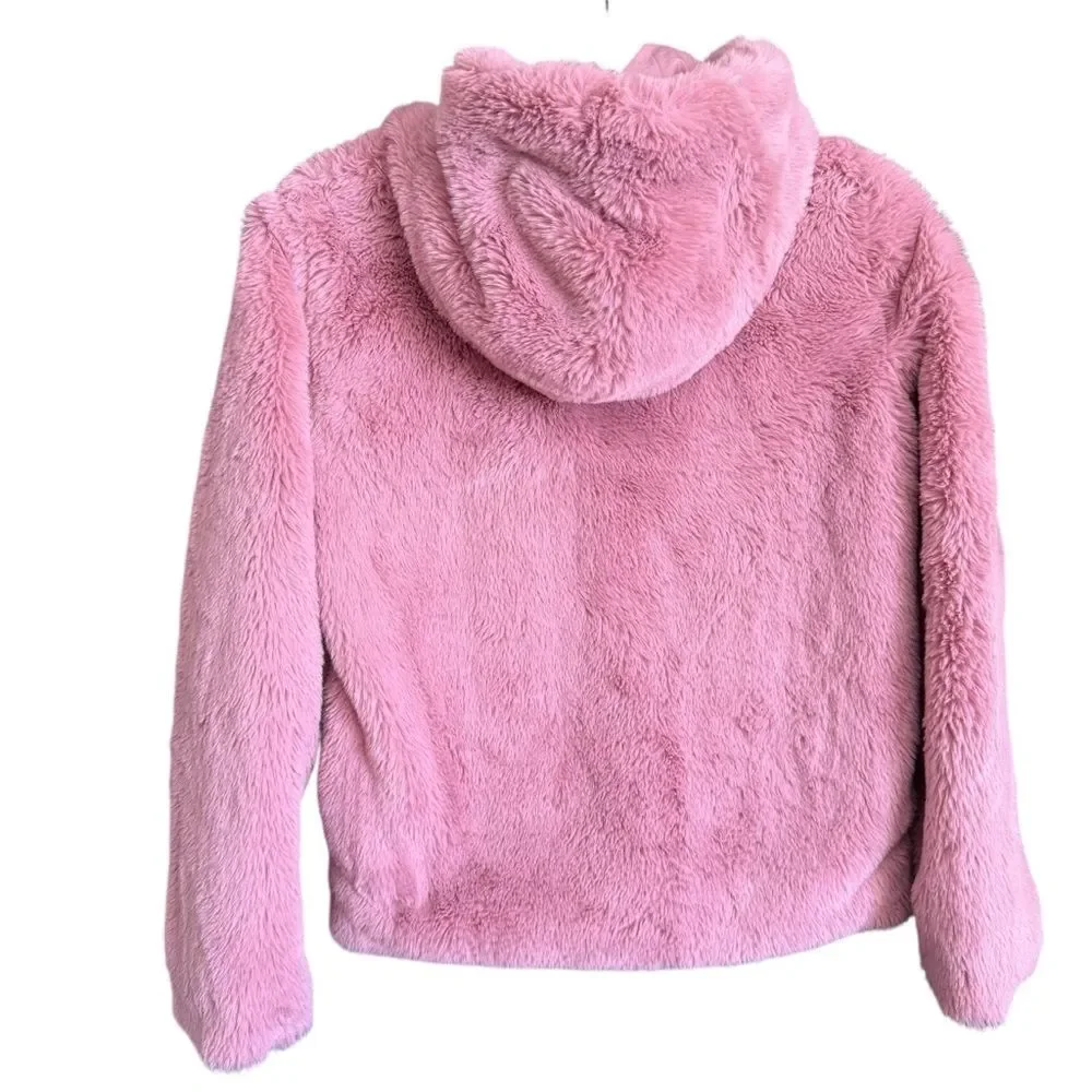 Under Armour Fluffy Pink Kids Faux Fur Puffer Jacket Size Youth Large Super Soft - Picture 4 of 7